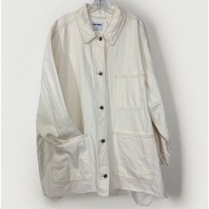 Old Navy 4X Ecru Denim Workwear Shack Utility Chore Jacket Plus Size Shacket